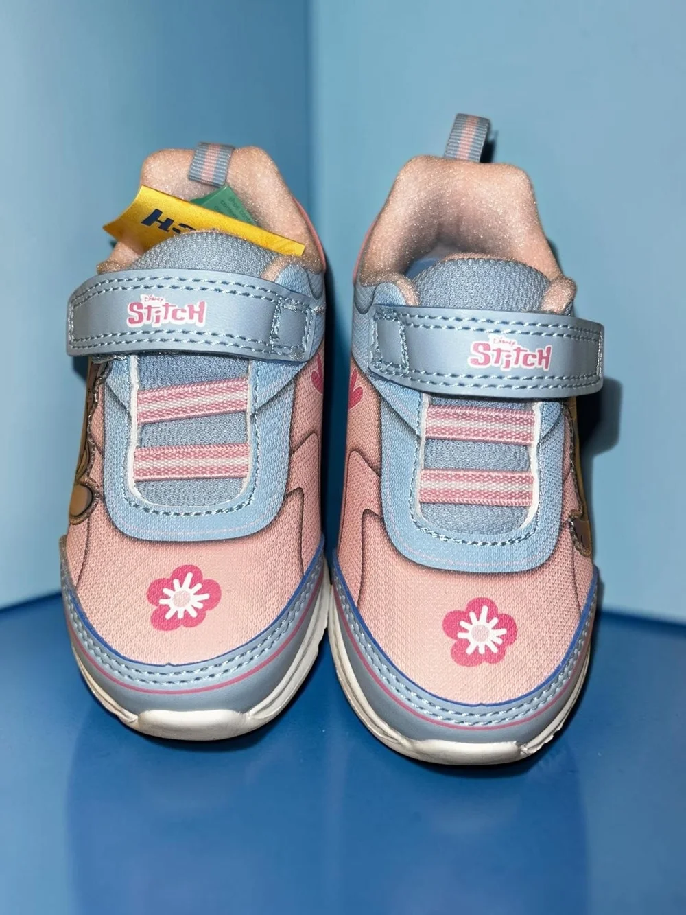 Disney Pink and Light Blue Stitch & Angel Velcro Kids Sneakers